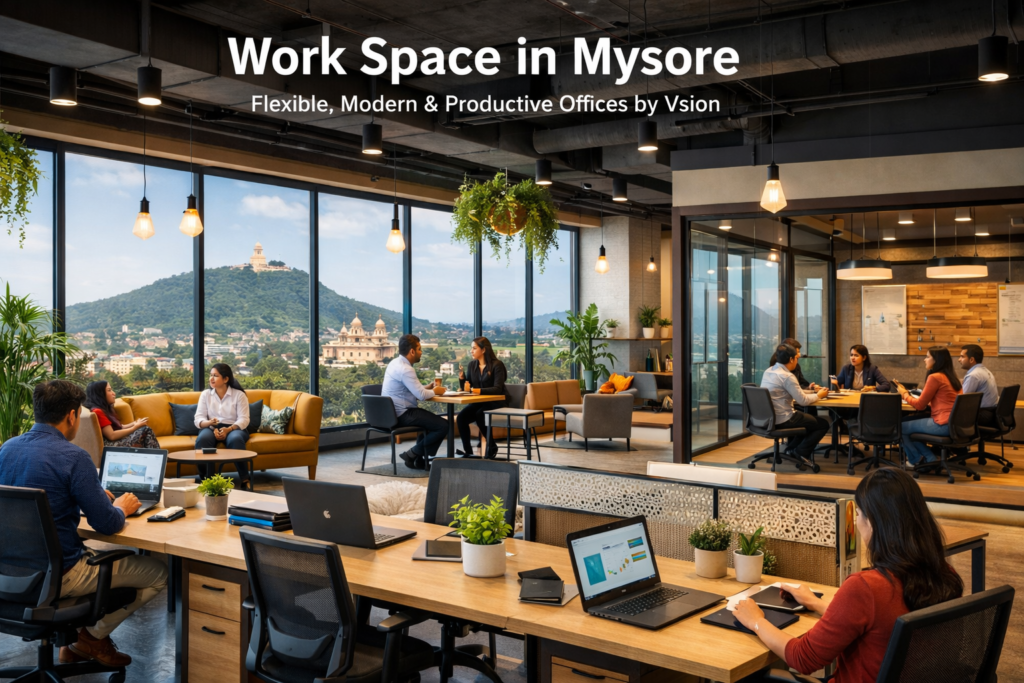 Work Space in Mysore Flexible, Modern & Productive Offices by Vsion